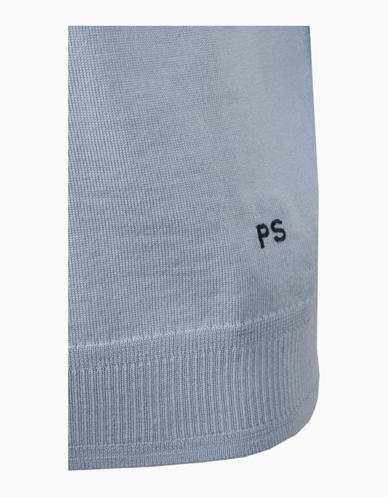 PAUL SMITH MERINO SWEATER SS POLO BLUE