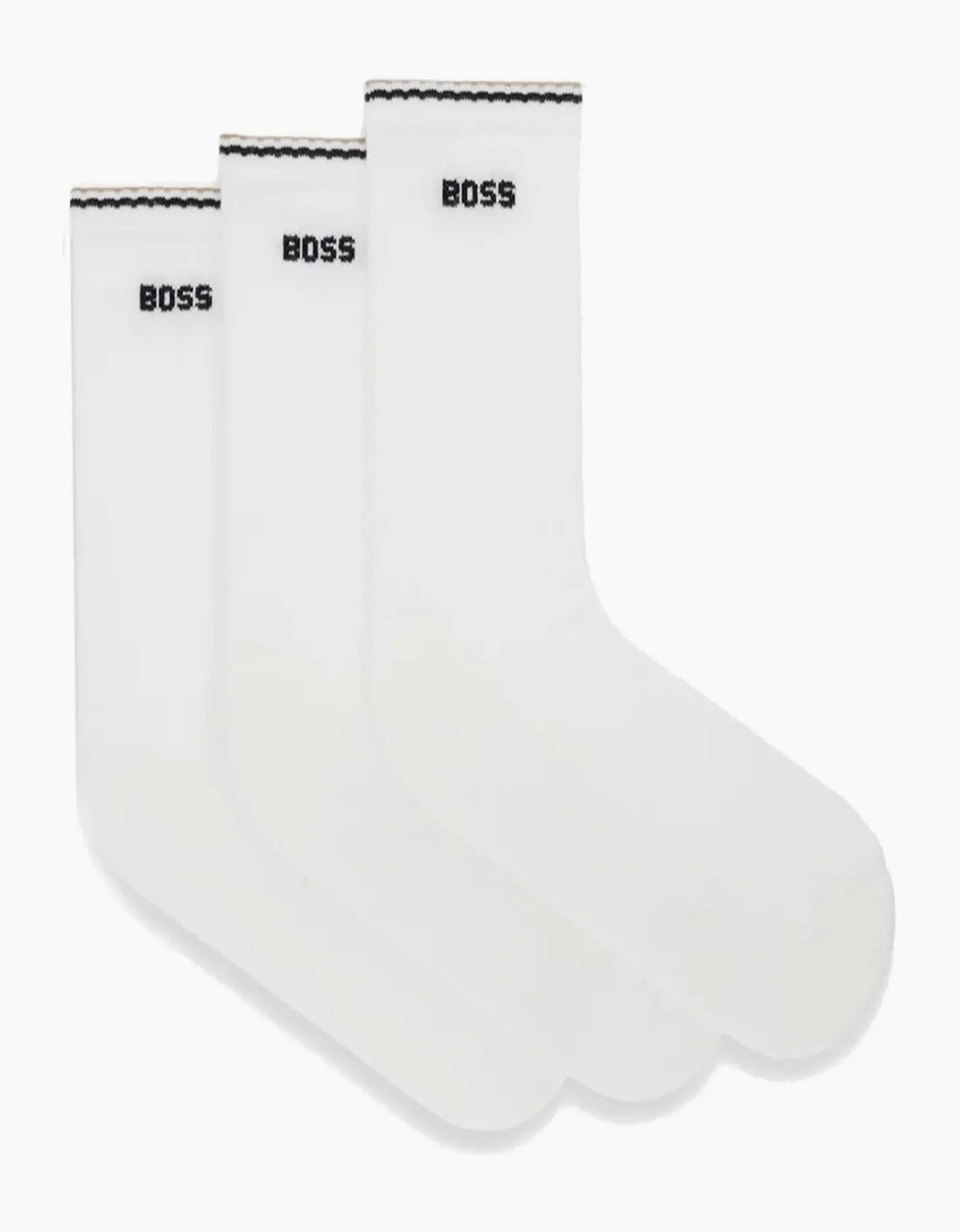 BOSS BLACK 3P RIB STRIPE SOCKS WHITE