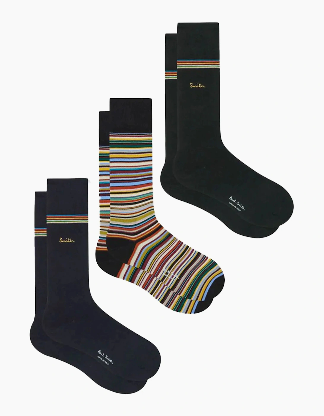 PAUL SMITH 3 PACK GOLD SIGNATURE SOCK MULTI STRIPE, 4 of 3