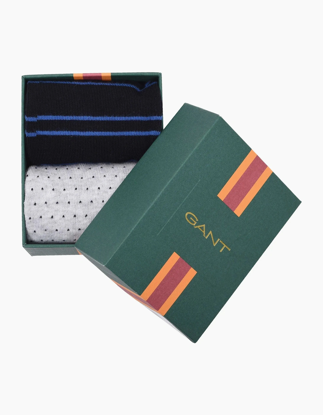 Gant Stripe and Mini Dot 2pk Socks Marine