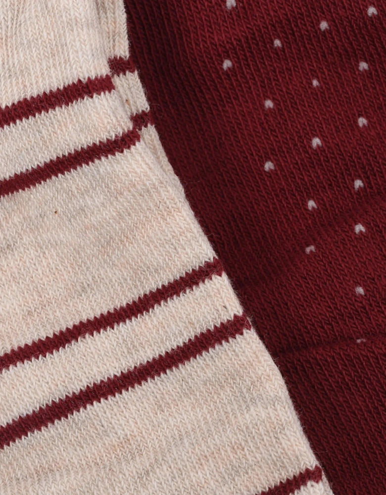 Gant Stripe and Mini Dot 2pk Socks Plumped Red