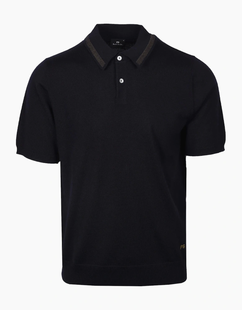 PAUL SMITH MERINO SWEATER SS POLO NAVY