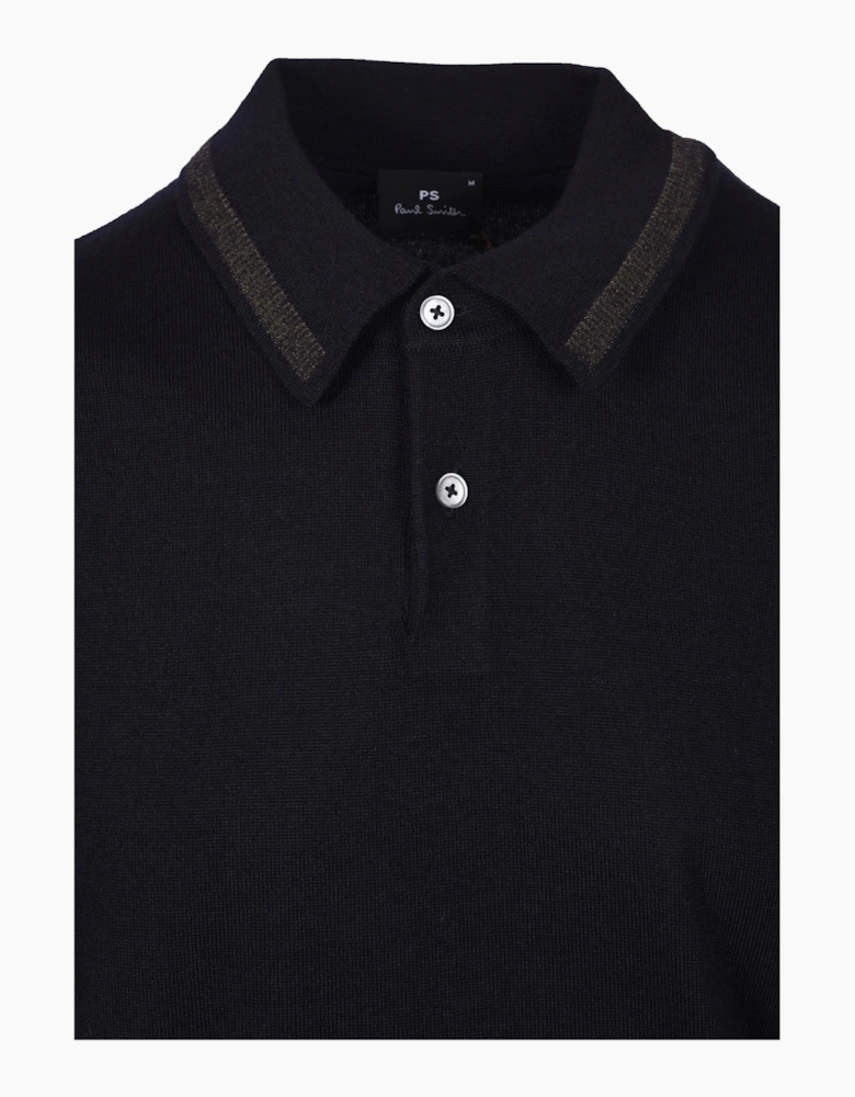 PAUL SMITH MERINO SWEATER SS POLO NAVY