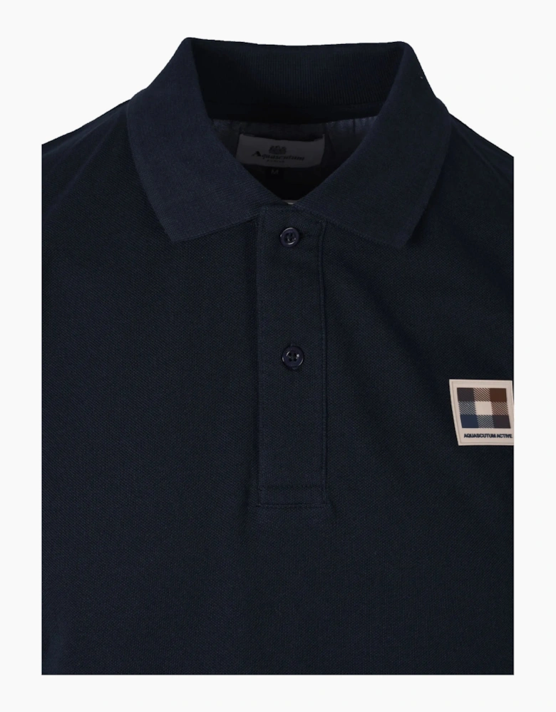 Aquascutum Check Patch Polo Shirt Navy