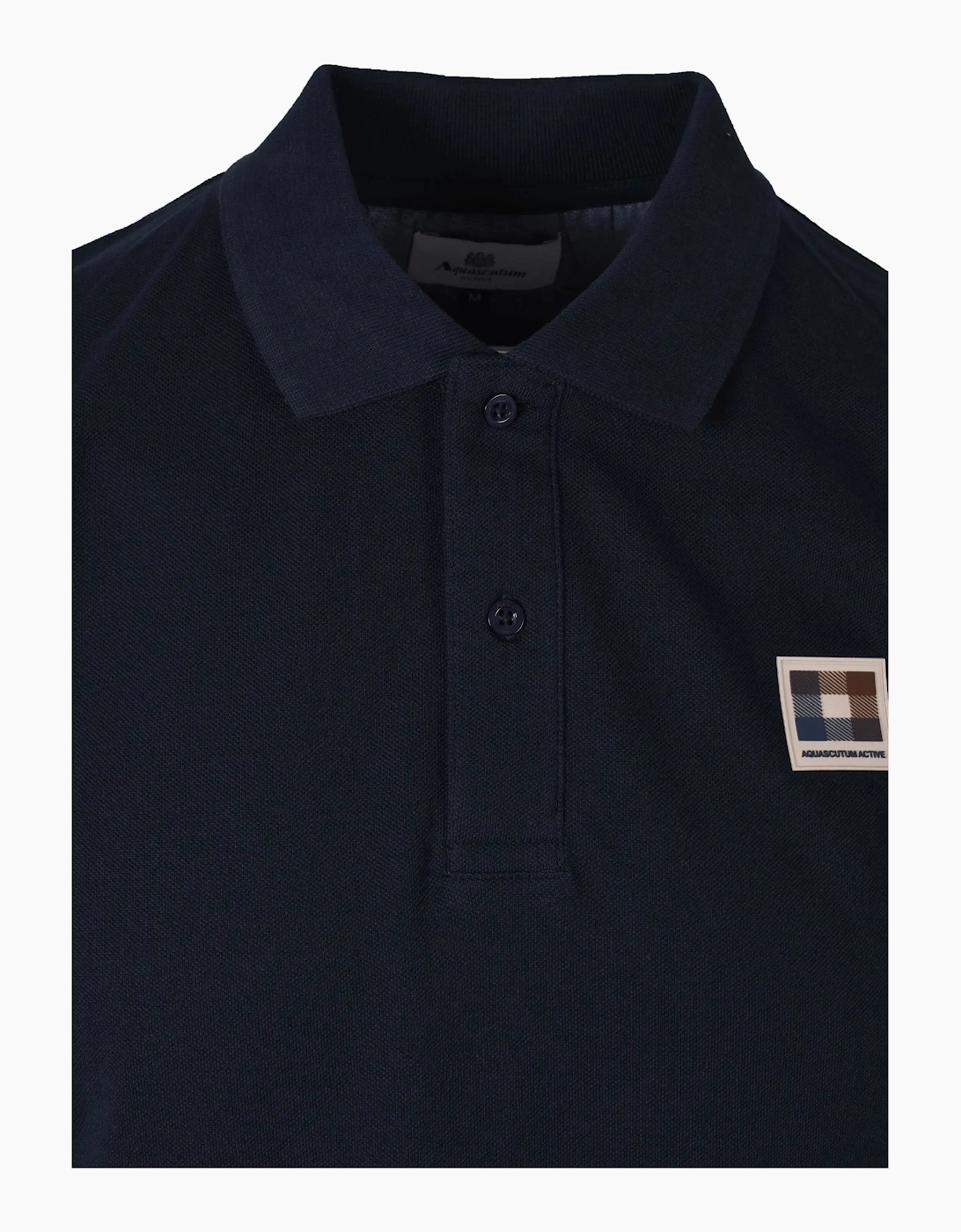 Aquascutum Check Patch Polo Shirt Navy