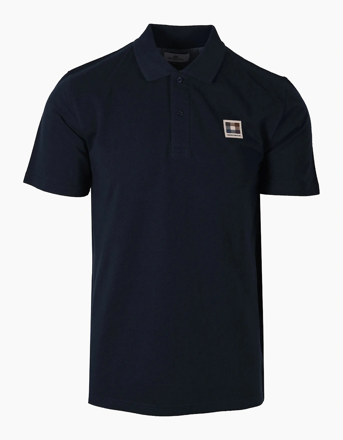 Aquascutum Check Patch Polo Shirt Navy