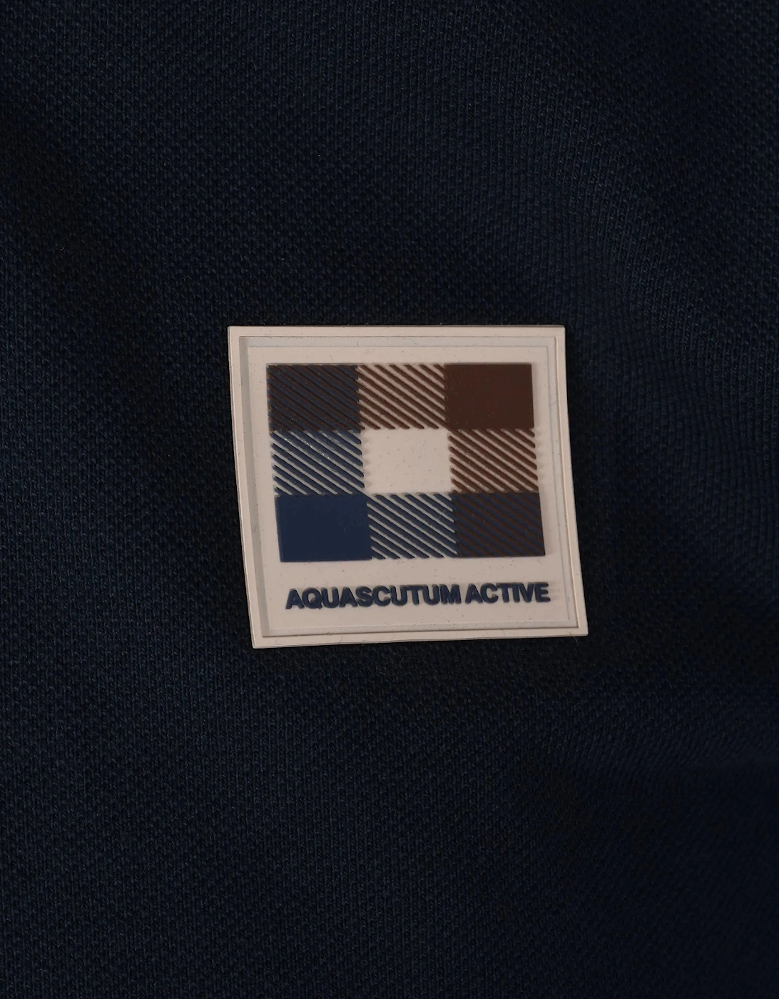 Aquascutum Check Patch Polo Shirt Navy