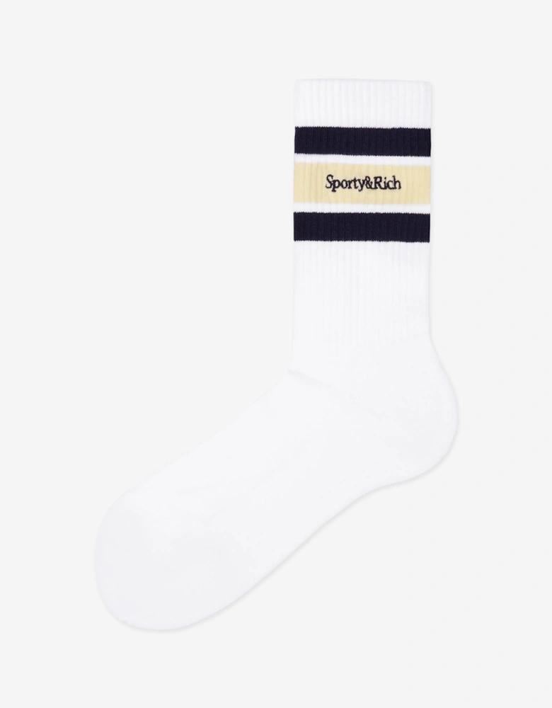 Sporty & Rich Kids Serif Logo Socks in White