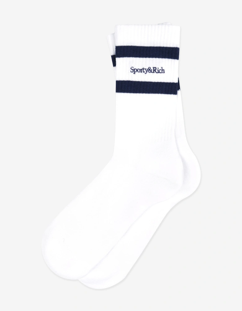 Sporty & Rich Kids Serif Logo Socks in White