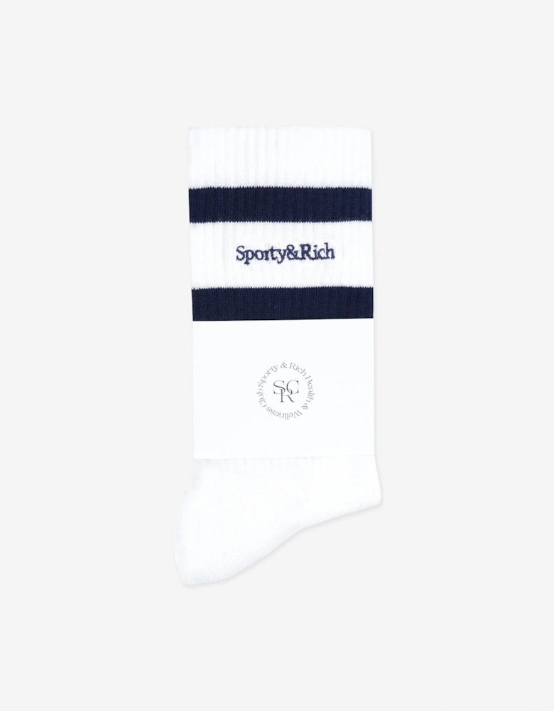 Sporty & Rich Kids Serif Logo Socks in White