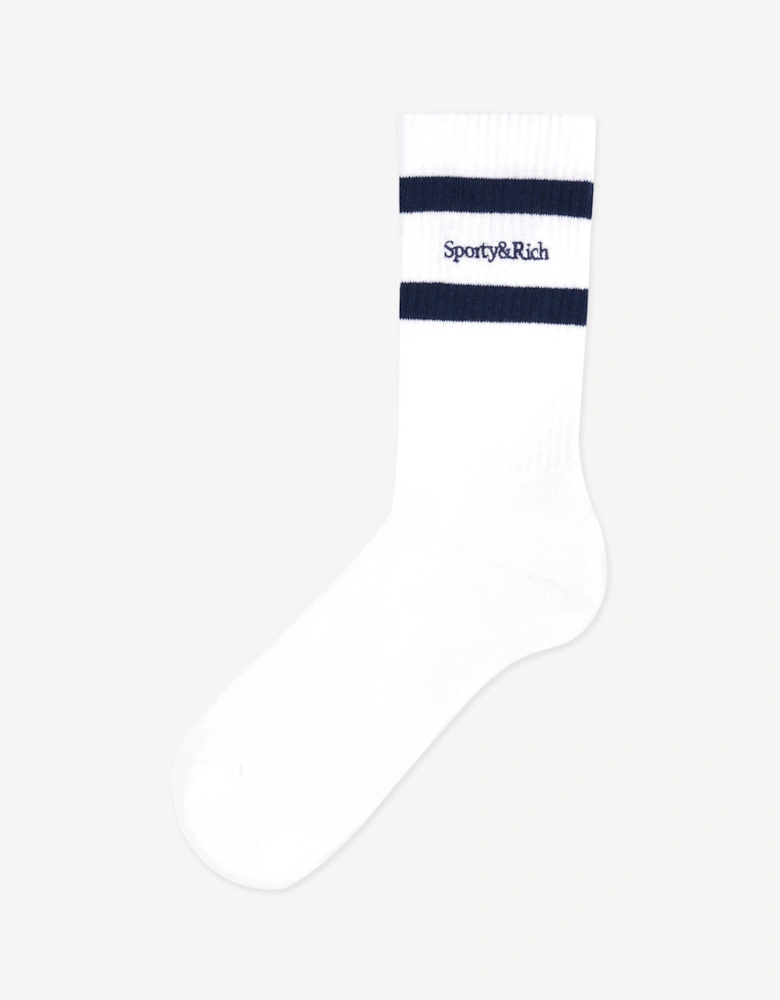 Sporty & Rich Kids Serif Logo Socks in White