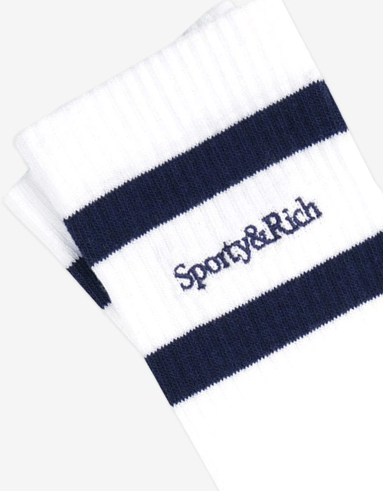 Sporty & Rich Kids Serif Logo Socks in White