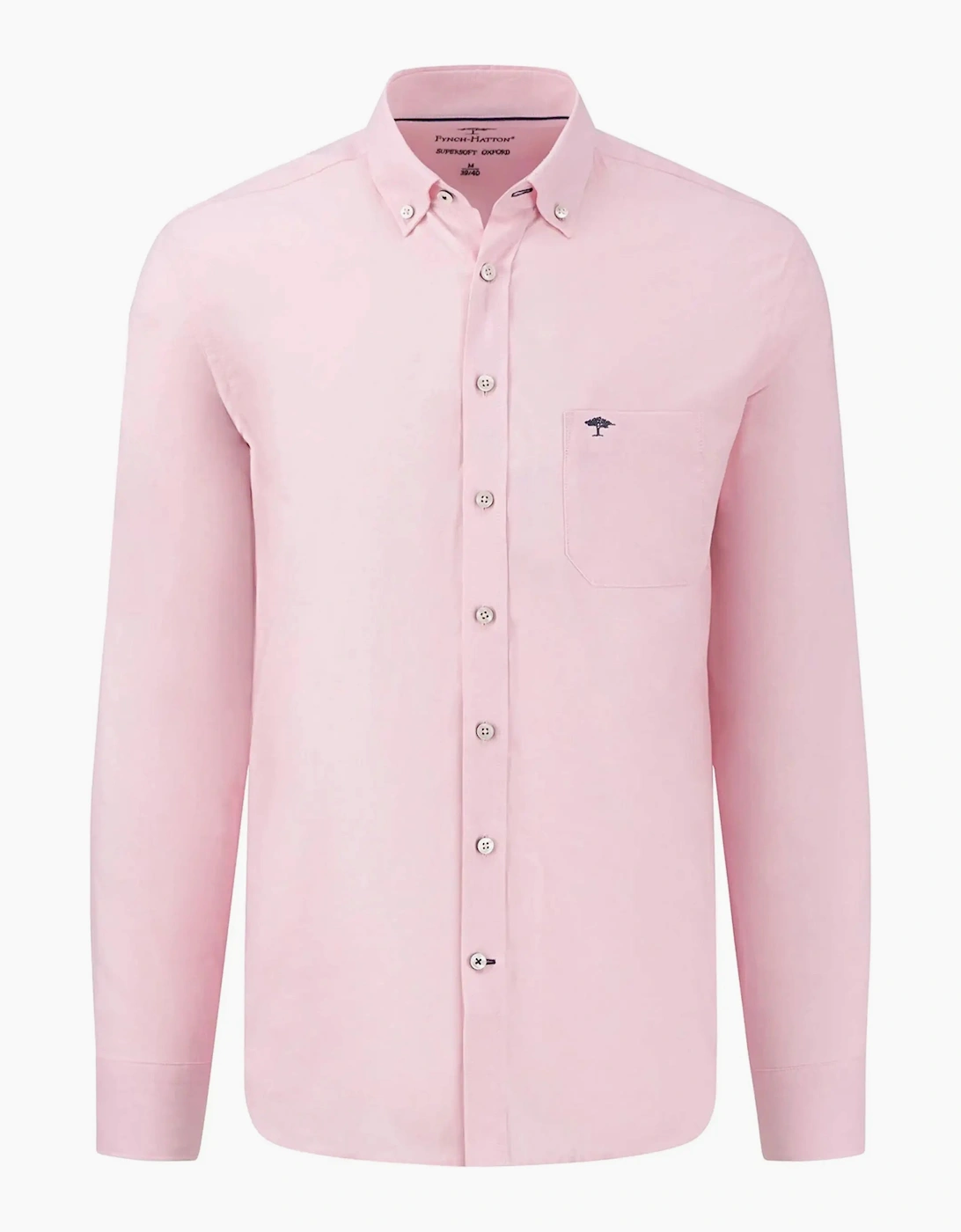 Fynch Hatton Men's Pink Fynch-Hatton Oxford Long Sleeve Shirt  42 Size Xl