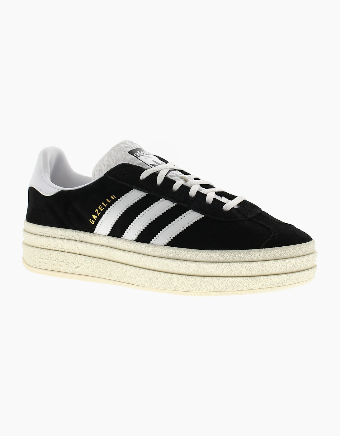 Adidas Originals Womens Trainers Gazelle Bold Leather Lace Up black white cream