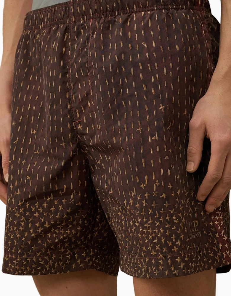 Flatt Nylon Sashiko Print Swim Shorts