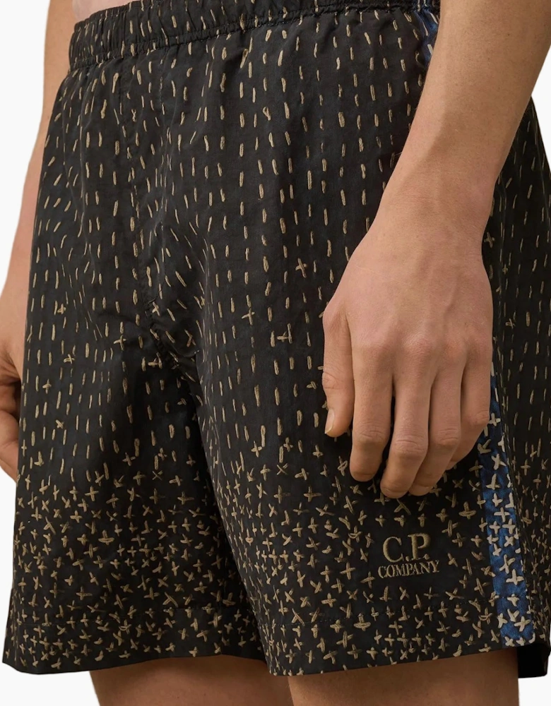 Flatt Nylon Sashiko Print Swim Shorts