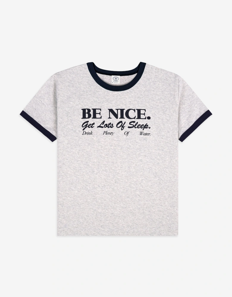 Sporty & Rich Kids Be Nice Ringer T-Shirt in Grey