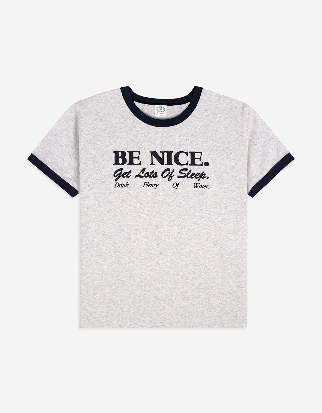 Sporty & Rich Kids Be Nice Ringer T-Shirt in Grey, 7 of 6