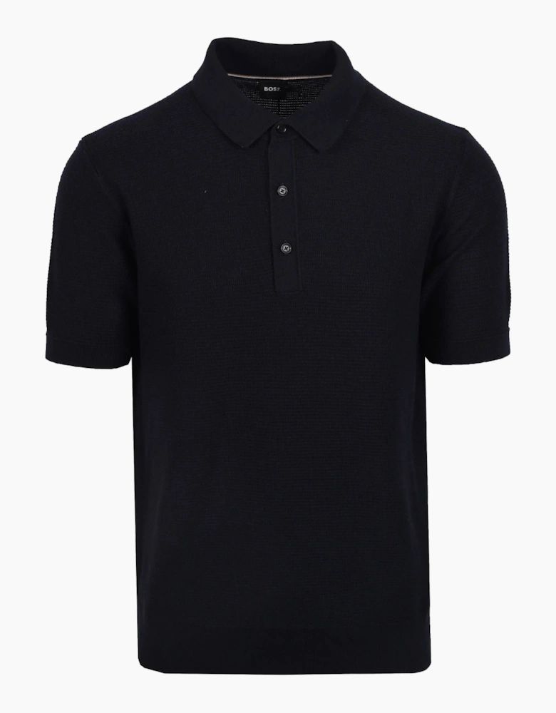 Boss Black Iannotti Knitted Polo Shirt Dark Blue