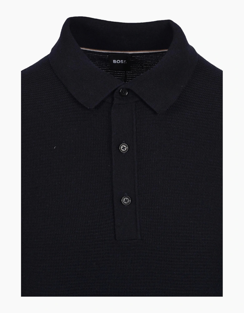 Boss Black Iannotti Knitted Polo Shirt Dark Blue