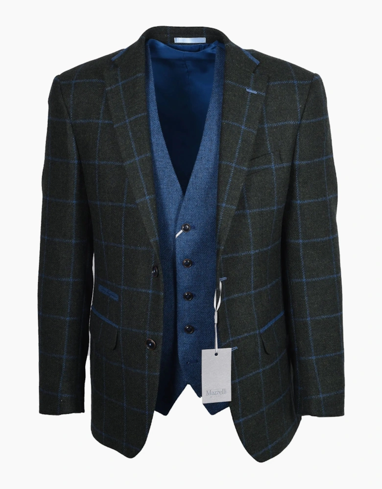Mazzelli Jacket and Waistcoat Green/Blue Check