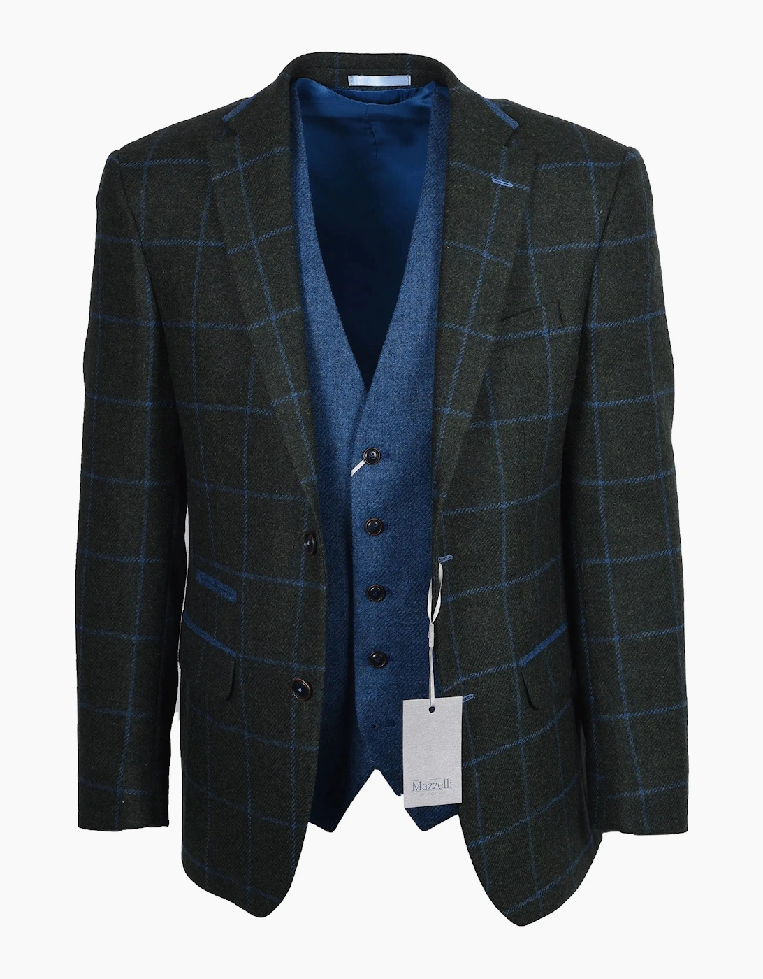 Mazzelli Jacket and Waistcoat Green/Blue Check