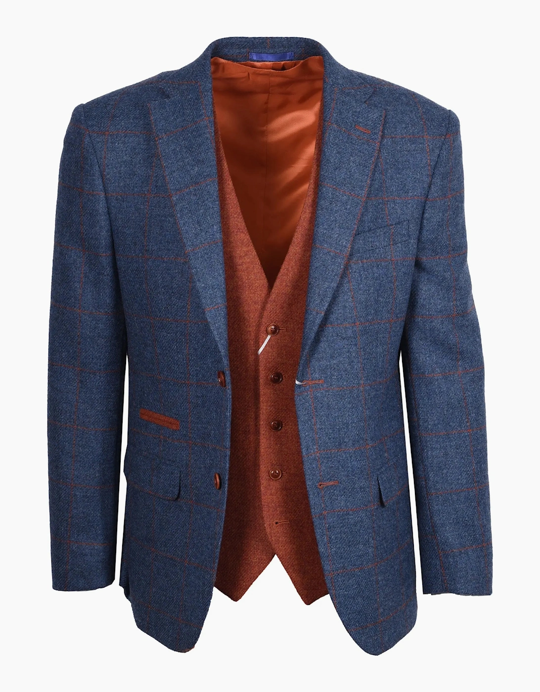 Mazzelli Jacket and Waistcoat Blue/Orange Check