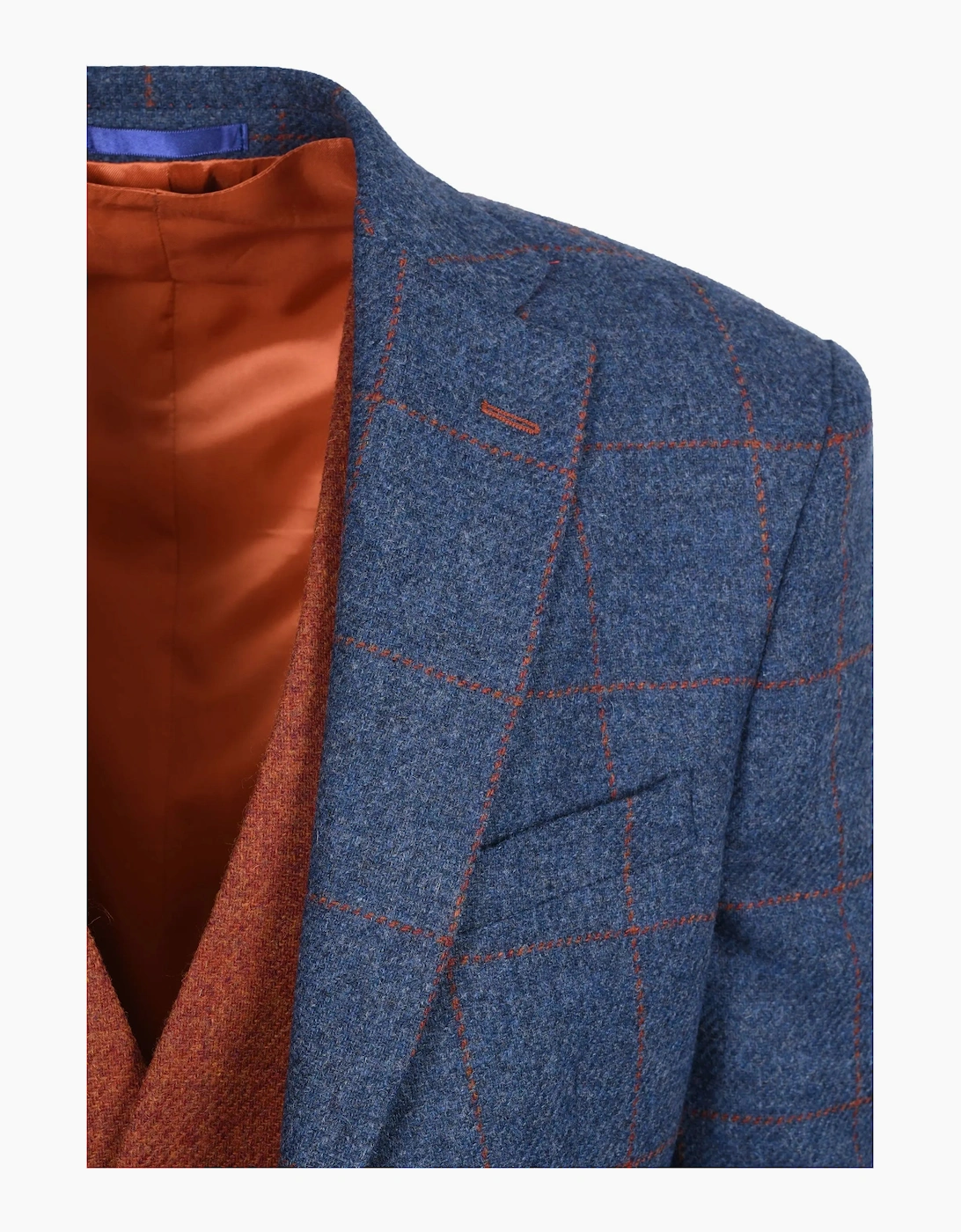 Mazzelli Jacket and Waistcoat Blue/Orange Check