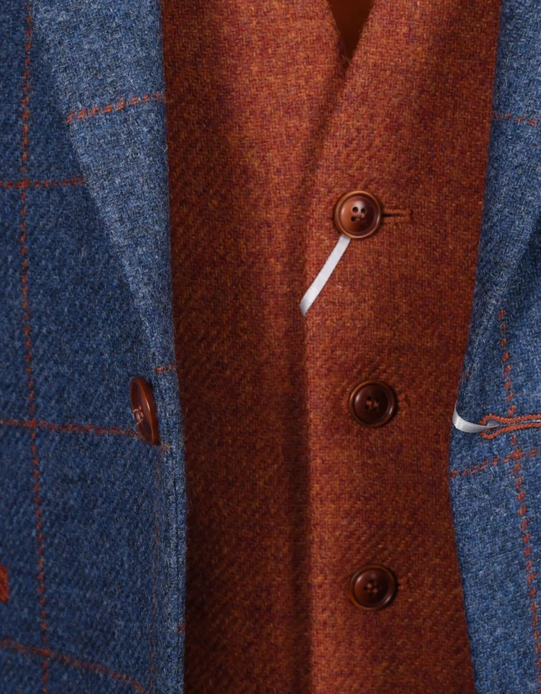 Mazzelli Jacket and Waistcoat Blue/Orange Check