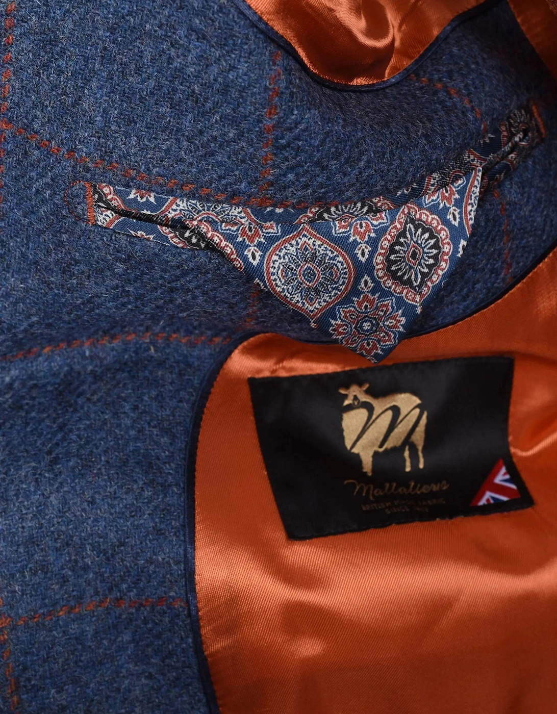 Mazzelli Jacket and Waistcoat Blue/Orange Check