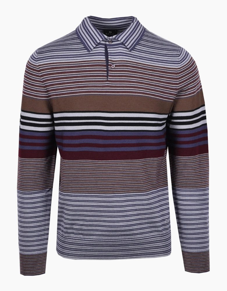Paul Smith LS Knitted Polo Sweatshirt Dark Violet