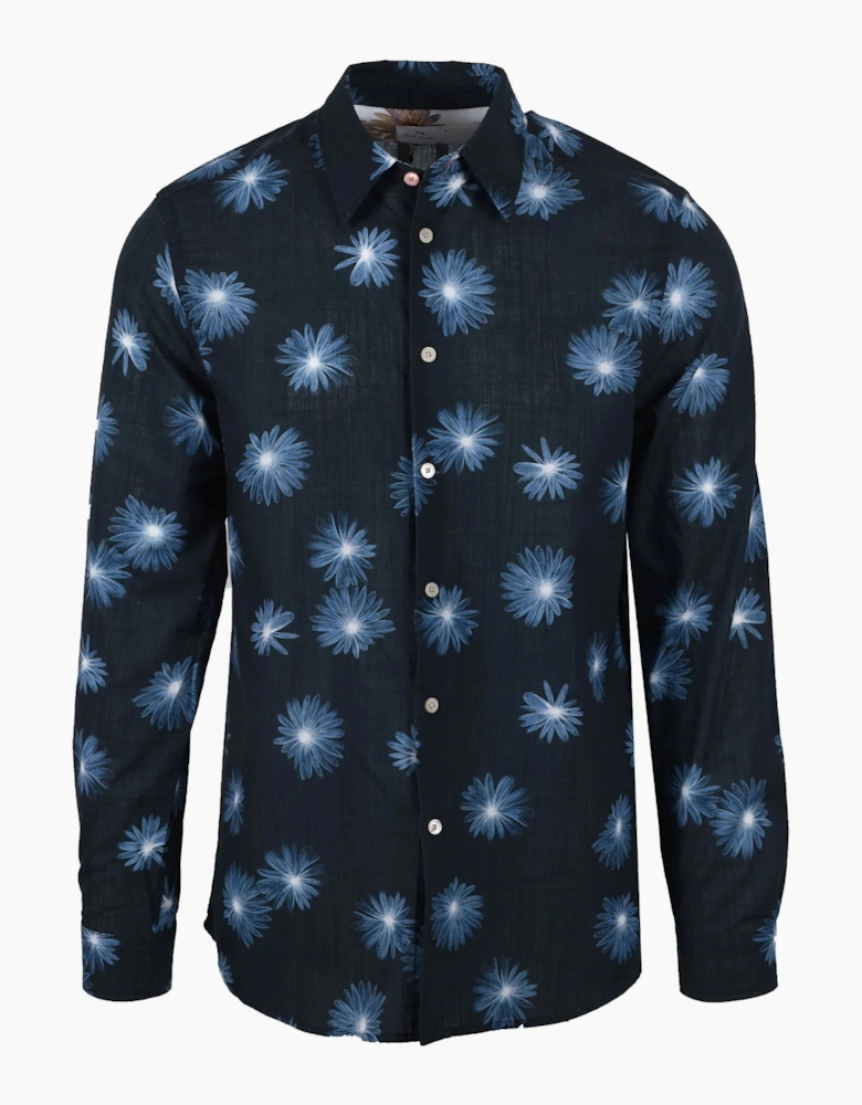 Paul Smith Reg Fit Floral Shirt Greyish Blue
