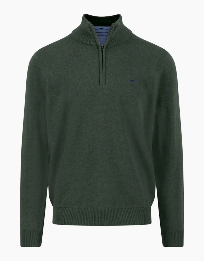 Fynch-Hatton Troyer Half Zip Knitwear Dark Ivy