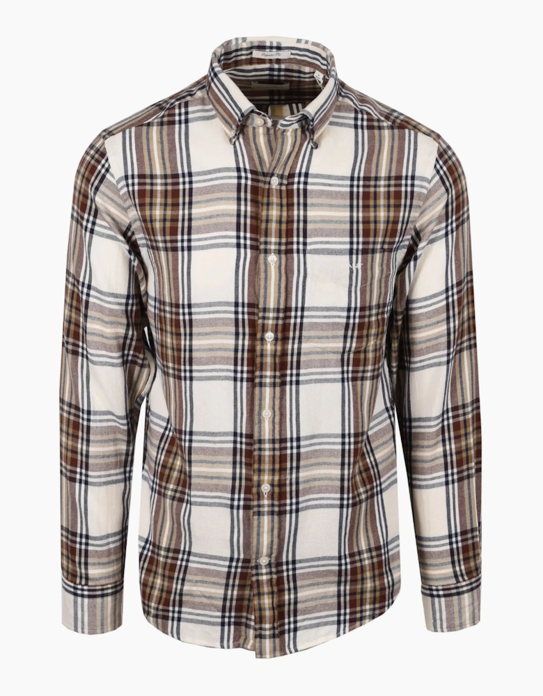 Gant Windblown Flannel Checked Shirt Cream