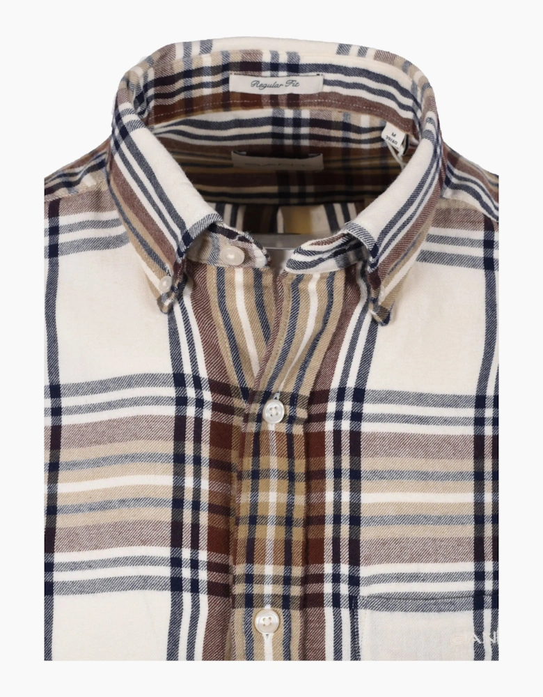 Gant Windblown Flannel Checked Shirt Cream