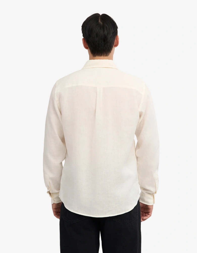 Colorful Standard Mens Long Sleeve Linen Shirt - Ivory White