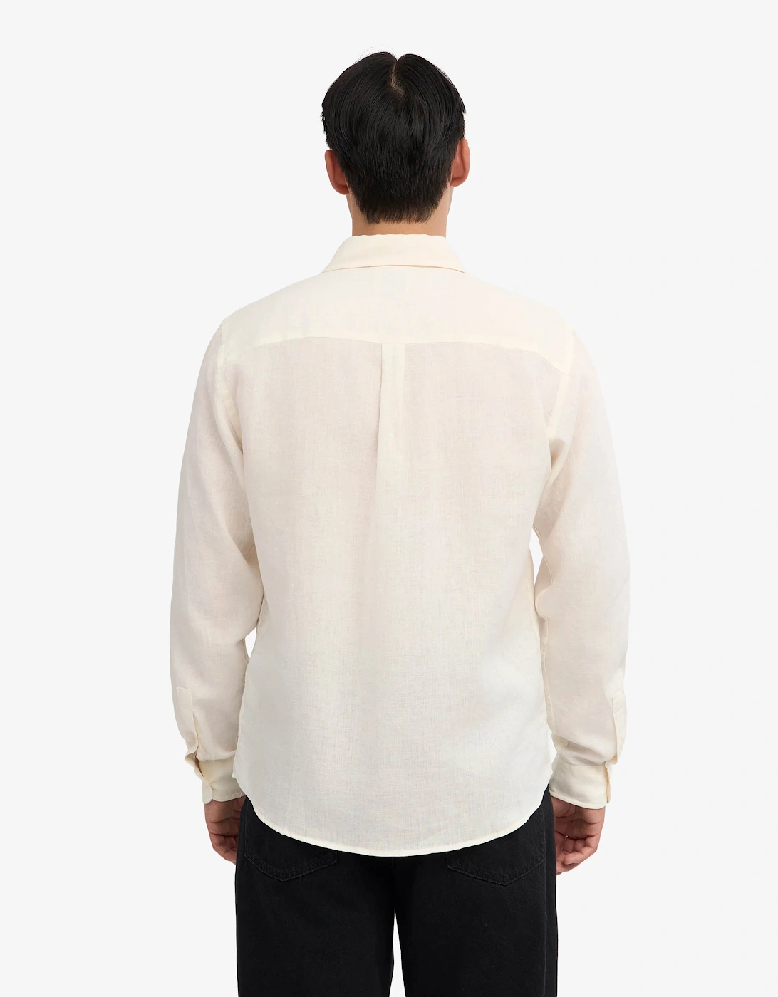 Colorful Standard Mens Long Sleeve Linen Shirt - Ivory White