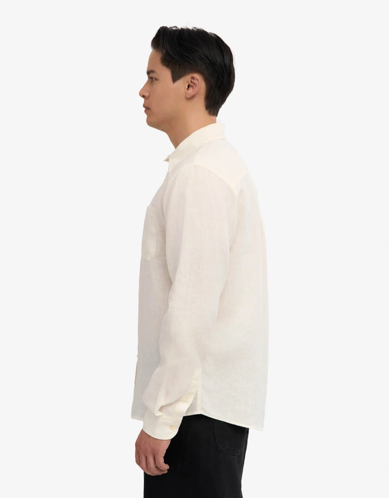 Colorful Standard Mens Long Sleeve Linen Shirt - Ivory White
