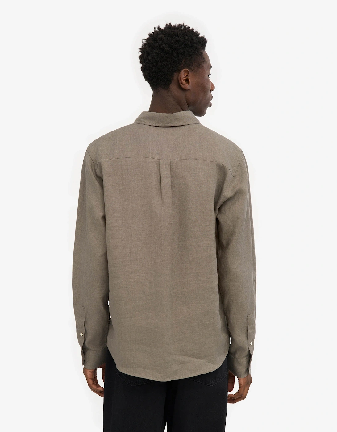 Colorful Standard Mens Long Sleeve Linen Shirt - Dusty Olive