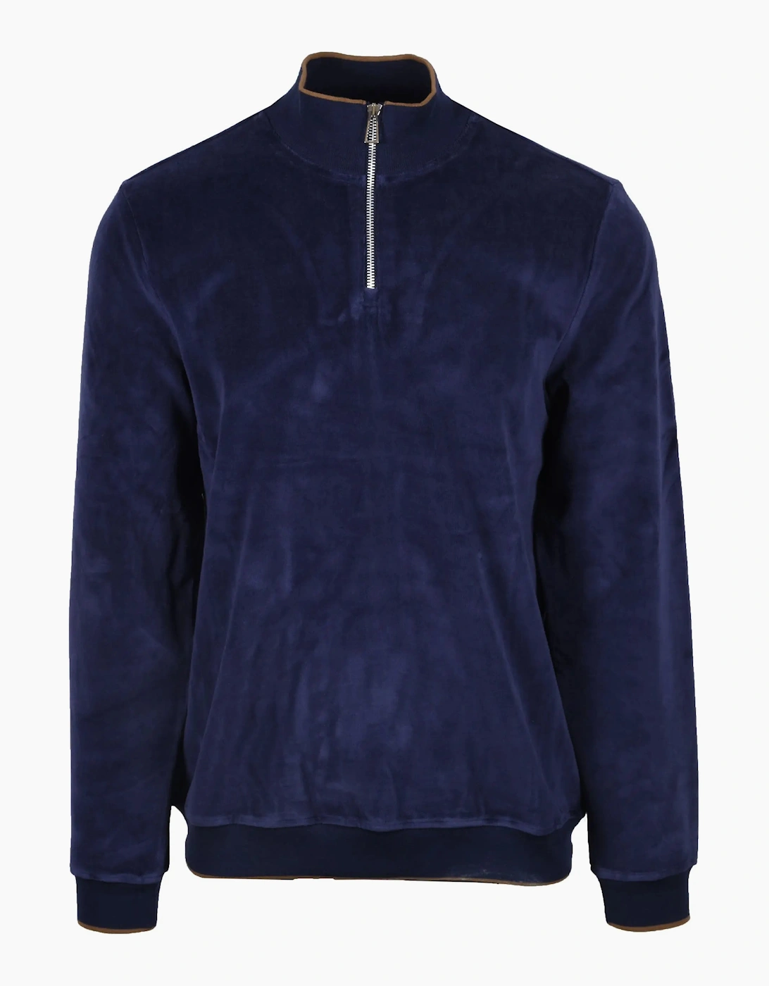 Paul Smith Half Zip Velour Sweatshirt Ink Blue, 4 of 3