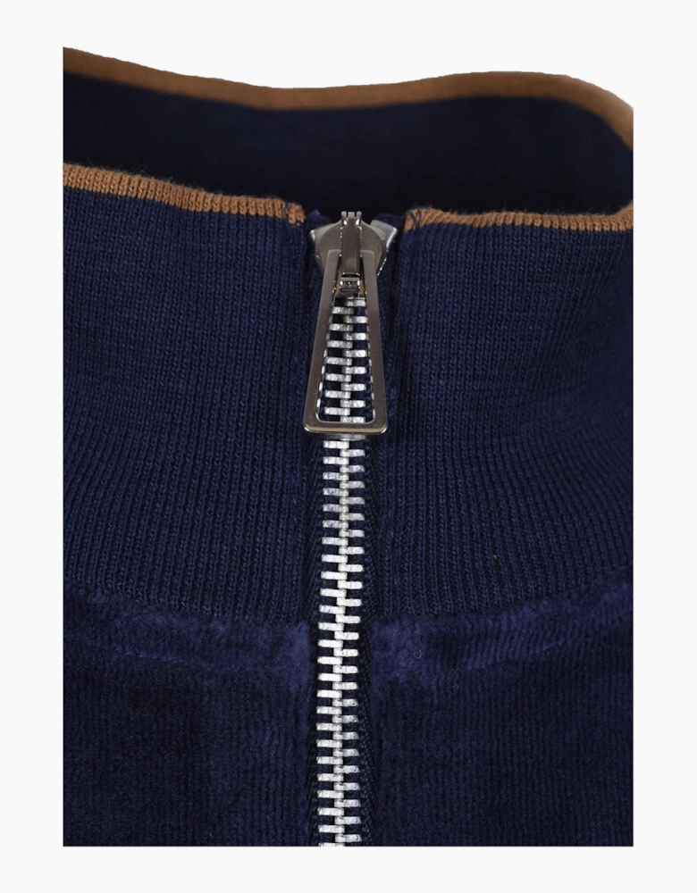 Paul Smith Half Zip Velour Sweatshirt Ink Blue