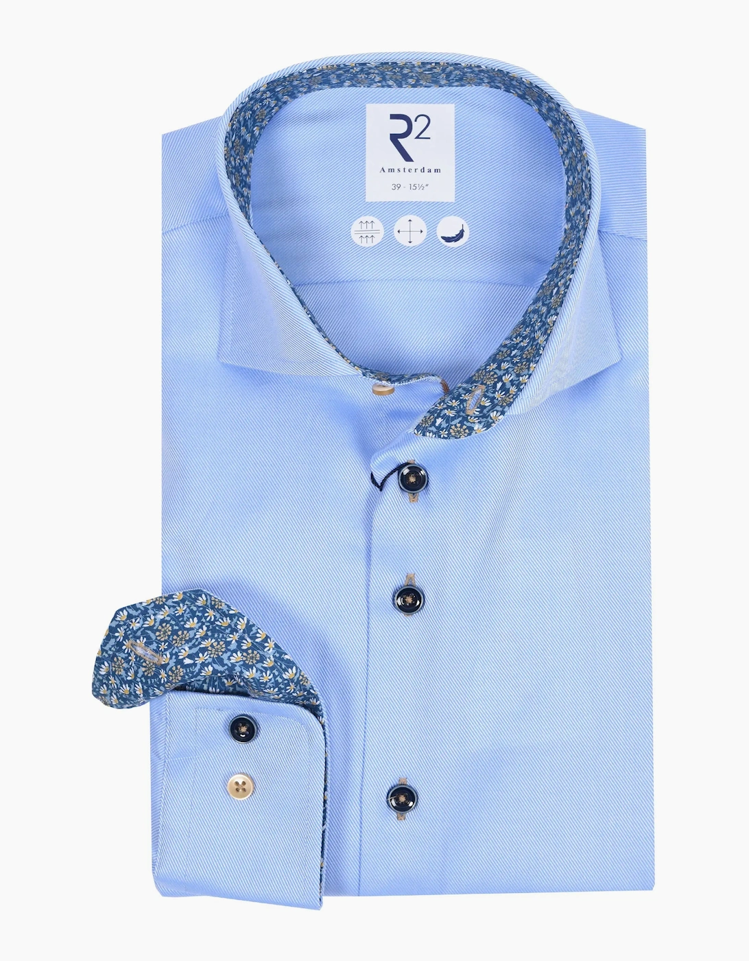 R2 Long Sleeved Cut Away Collar Shirt Light Blue, 4 of 3