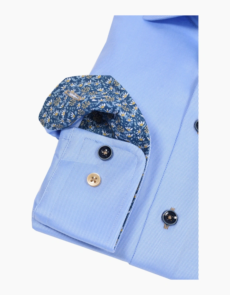 R2 Long Sleeved Cut Away Collar Shirt Light Blue