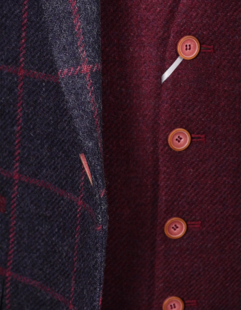 Mazzelli Jacket and Waistcoat Navy/Pink Check