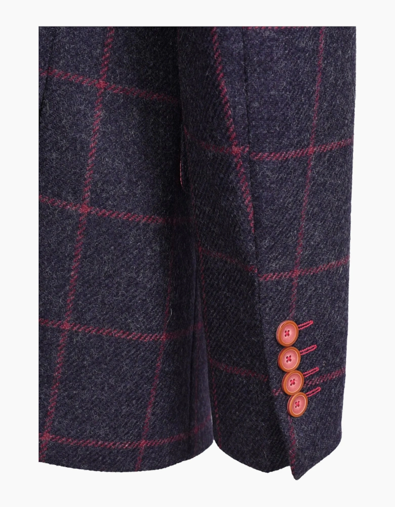 Mazzelli Jacket and Waistcoat Navy/Pink Check