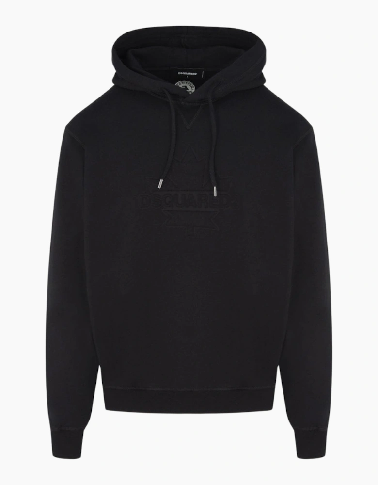 Dsquared2 Cool Fit Embossed Maple Leaf Logo Black Hoodie