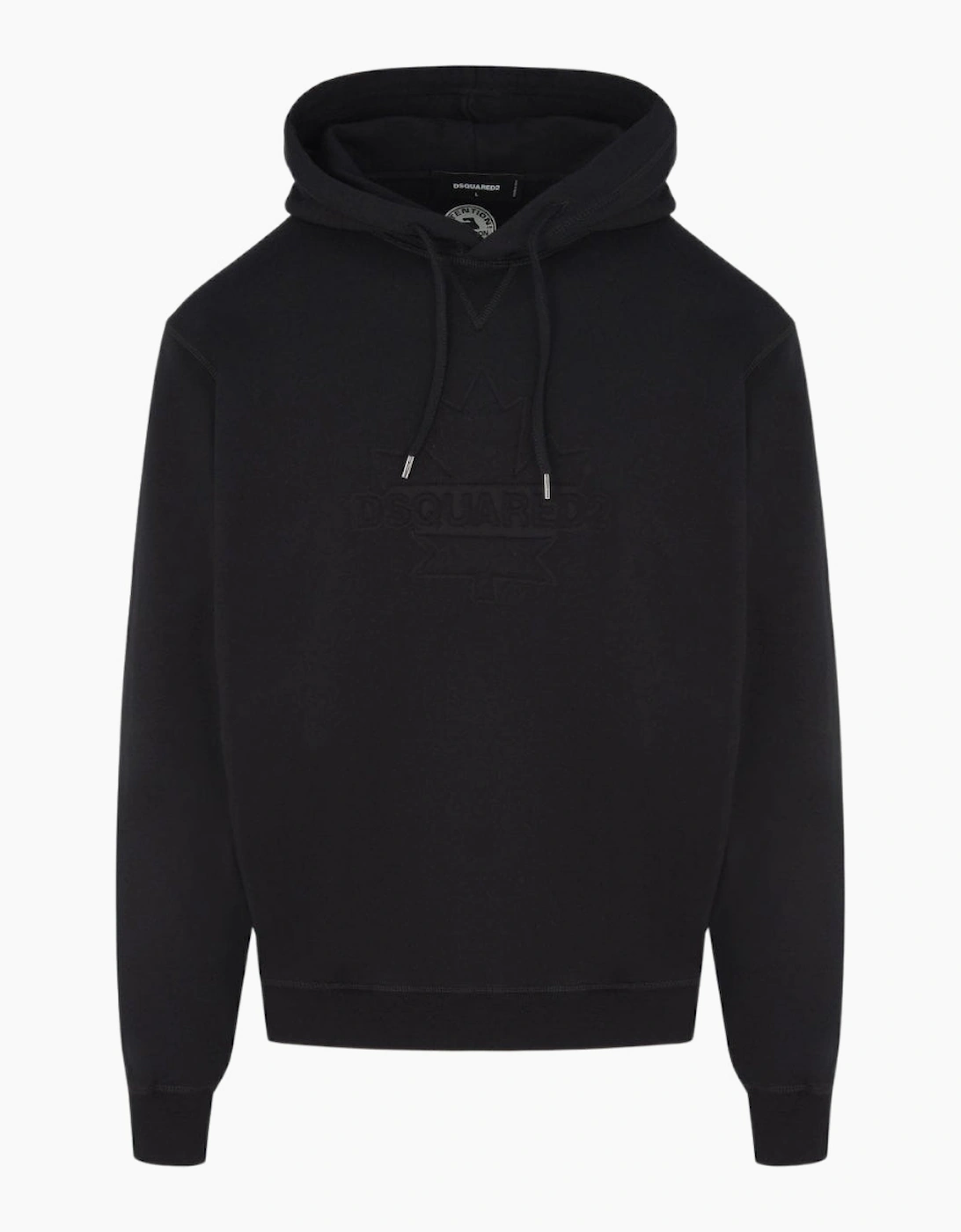 Dsquared2 Cool Fit Embossed Maple Leaf Logo Black Hoodie