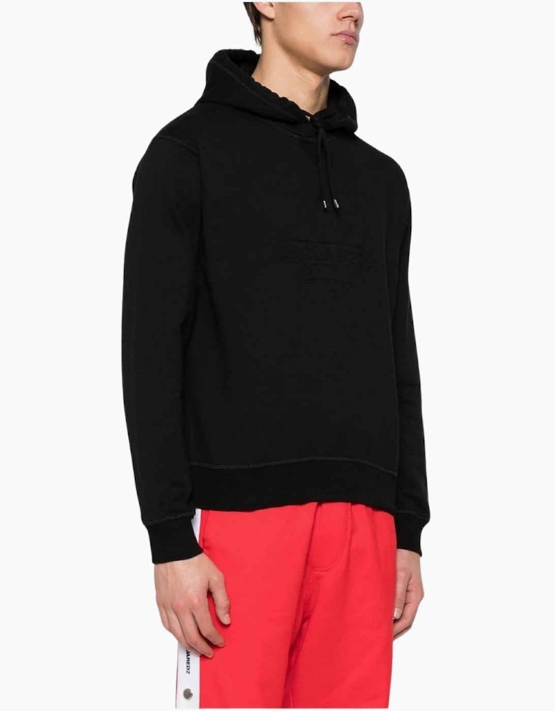 Dsquared2 Cool Fit Embossed Maple Leaf Logo Black Hoodie