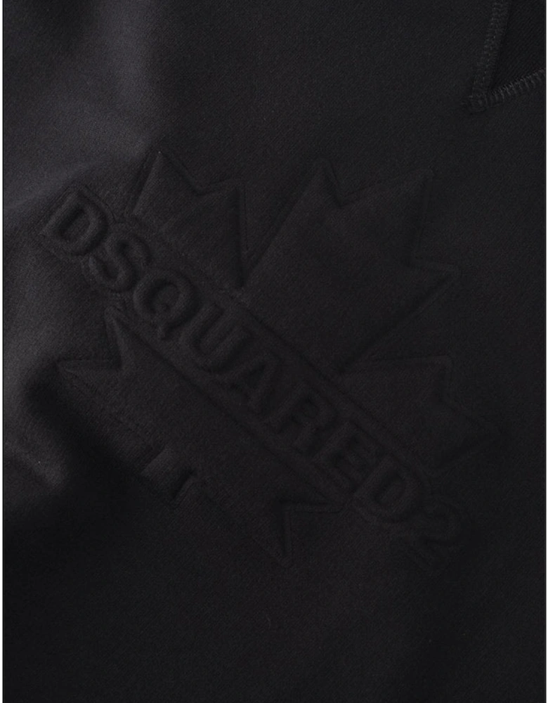 Dsquared2 Cool Fit Embossed Maple Leaf Logo Black Hoodie