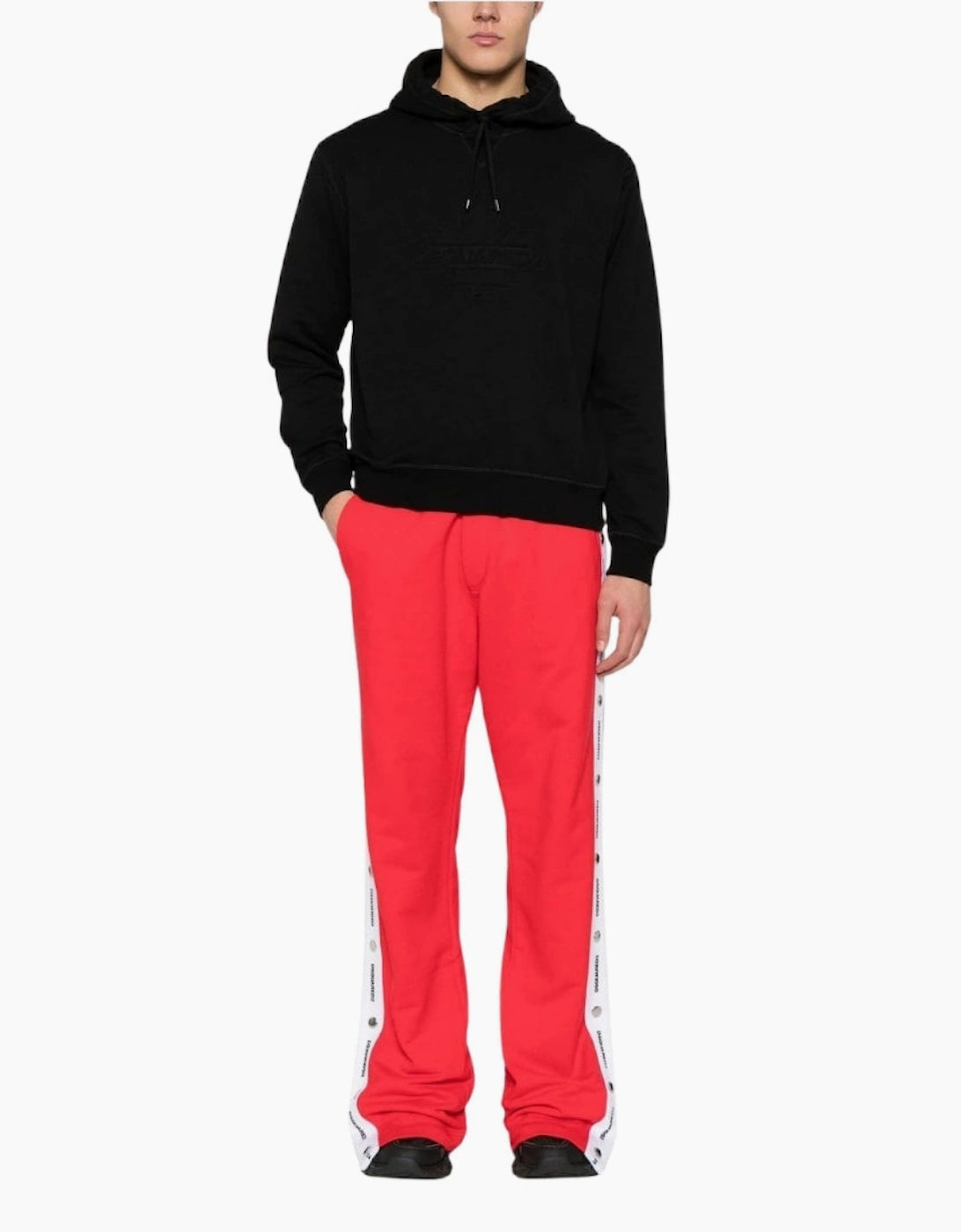 Dsquared2 Cool Fit Embossed Maple Leaf Logo Black Hoodie